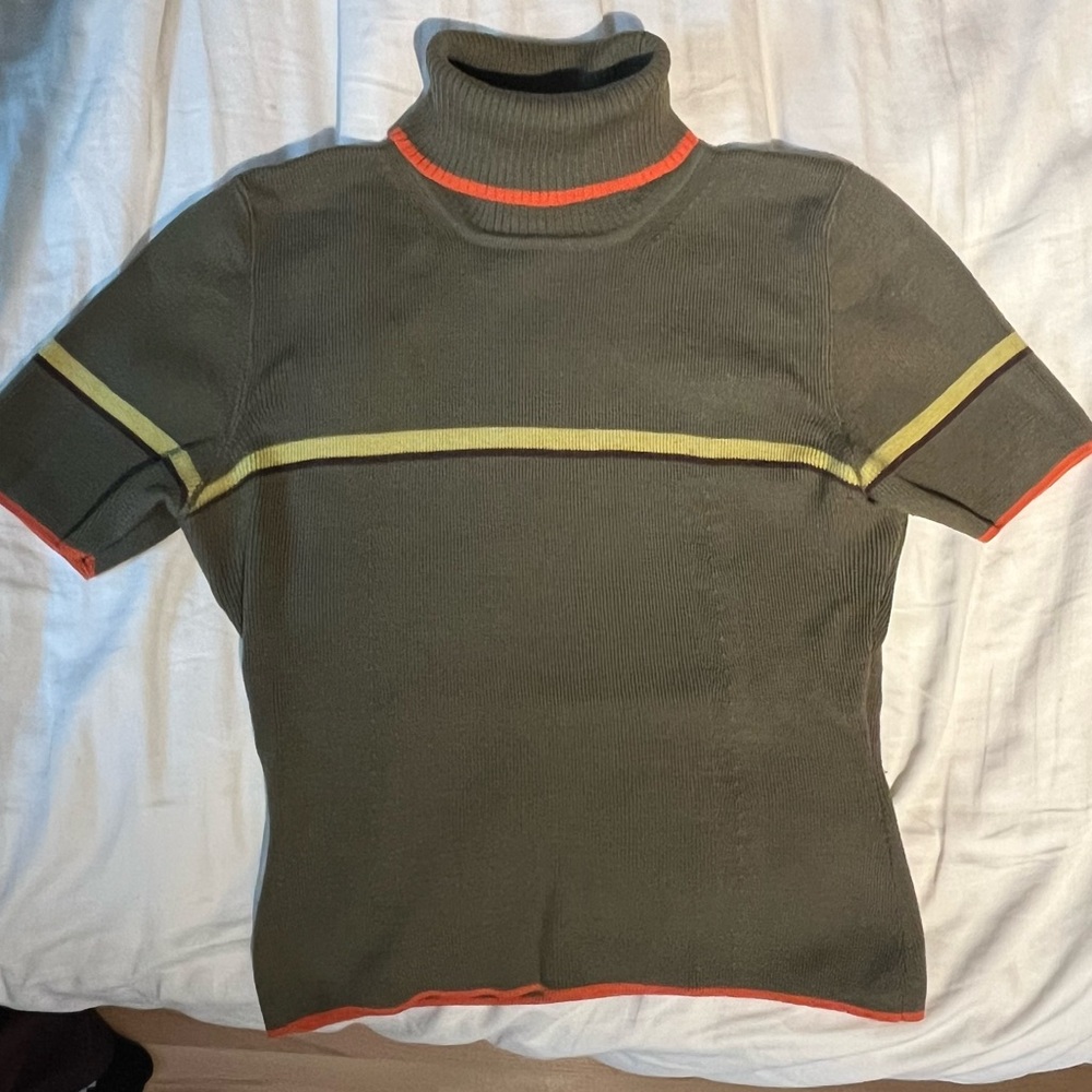 Vintage crop wool short sleeves sweater